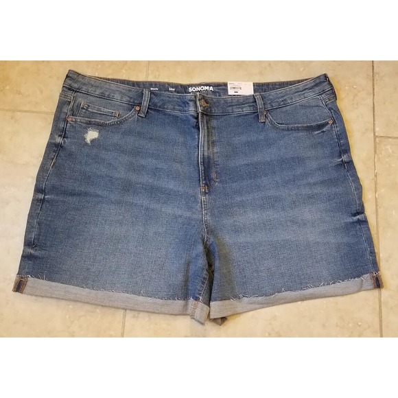 Sonoma Pants - Sonoma Goods for Life Denim Shorts sz 24W Blue High Rise Cuffed NEW